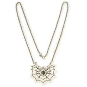 Halloween spider web necklace silver