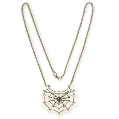 Halloween spider web necklace silver