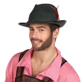 Oktoberfest Tyrolean Hat with Rope Green