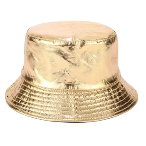 Reversible bucket hat glossy gold