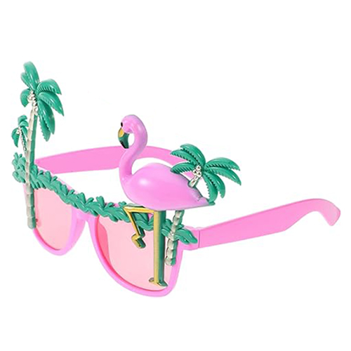 Party Glasses Palm Tree with Flamingo