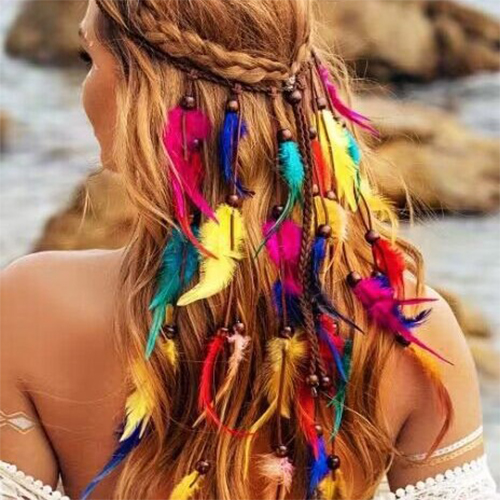Rainbow Feather Headband
