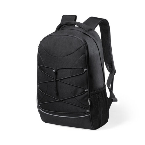 RPET backpack with laptop and tablet compartment black