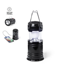 Multifunctional camping lamp with power bank and solar panel - Black