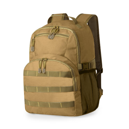Backpack with 6 compartments polyester sand brown