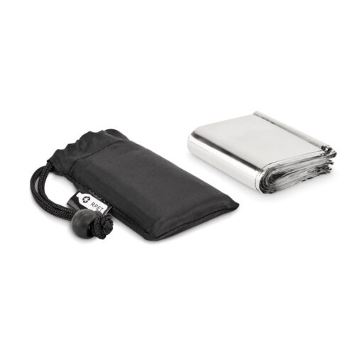 Emergency blanket with storage pouch aluminum/RPET 130 x 210 cm silver