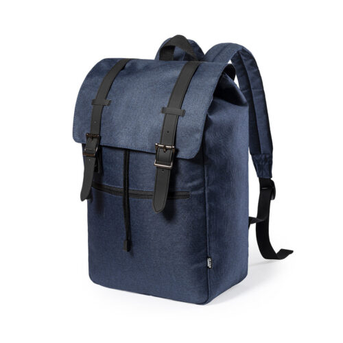 RPET backpack with buckle closure dark blue