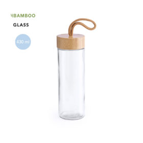 Stylish water bottle made of glass and bamboo - 430ml