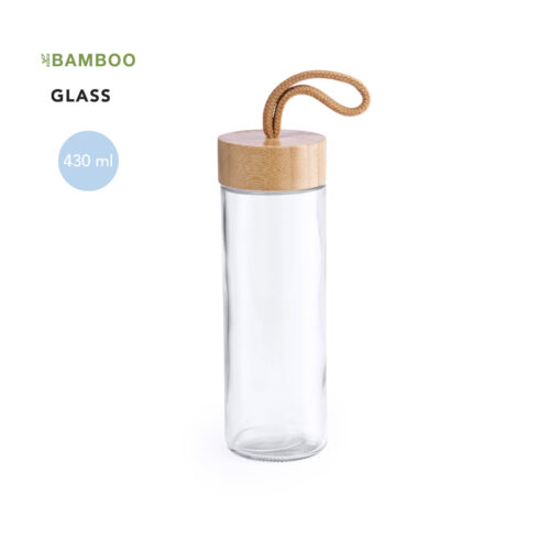 Stylish water bottle made of glass and bamboo - 430ml