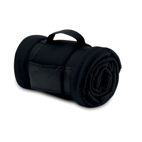 Fleece blanket with handle 150 x 120 cm black