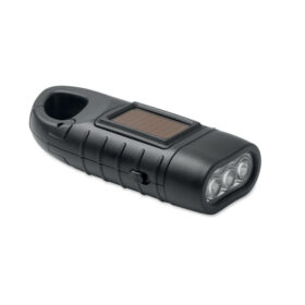 Flashlight with solar panel and dynamo black