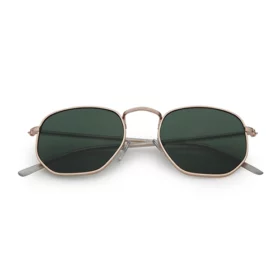 Trendy sunglasses with angles | green mirror lenses