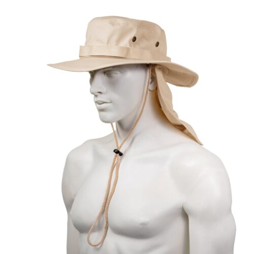 Safari hat with neck protection cotton beige