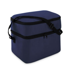 2-compartment cooler bag with shoulder strap polyester blue