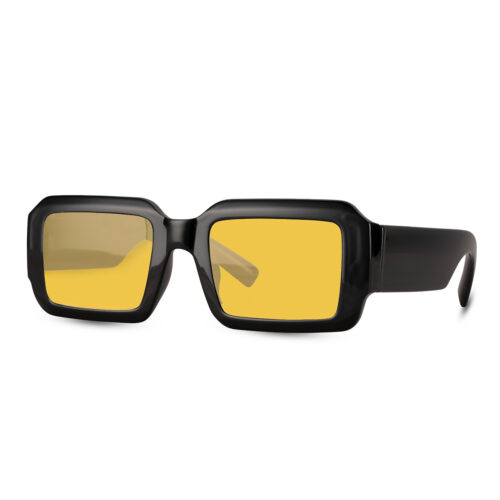 Rectangular black sunglasses - Yellow lenses