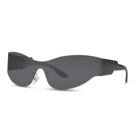 Shiny classic sunglasses black with rimless frame - Black lenses