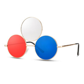 Round sunglasses with 3 lenses - Red/transparent/blue