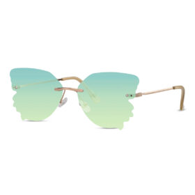 Gold Butterfly Sunglasses - Green Lenses