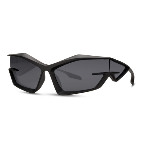 Futuristic sunglasses with side lenses – Black lenses