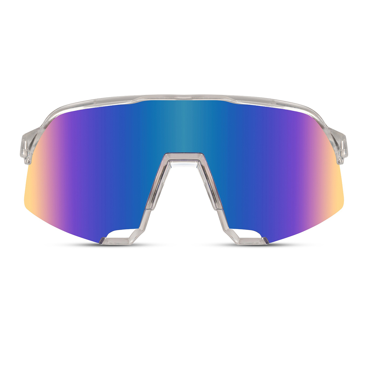 Transparent sports sunglasses with semi-rimless frame - Blue lenses - Image 2