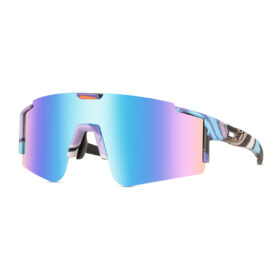 Multicolor sports sunglasses with print - Blue/purple lens