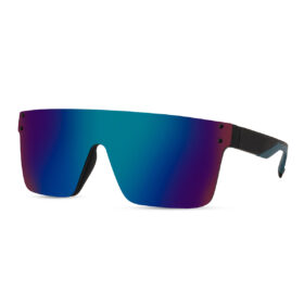 Square sunglasses with rimless frame – Dark blue/purple lenses
