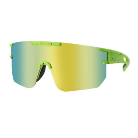 Green Sports Sunglasses with Speckled Frame - Multicolor Lenses