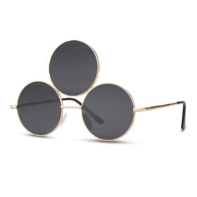 Round sunglasses with 3 lenses - Black