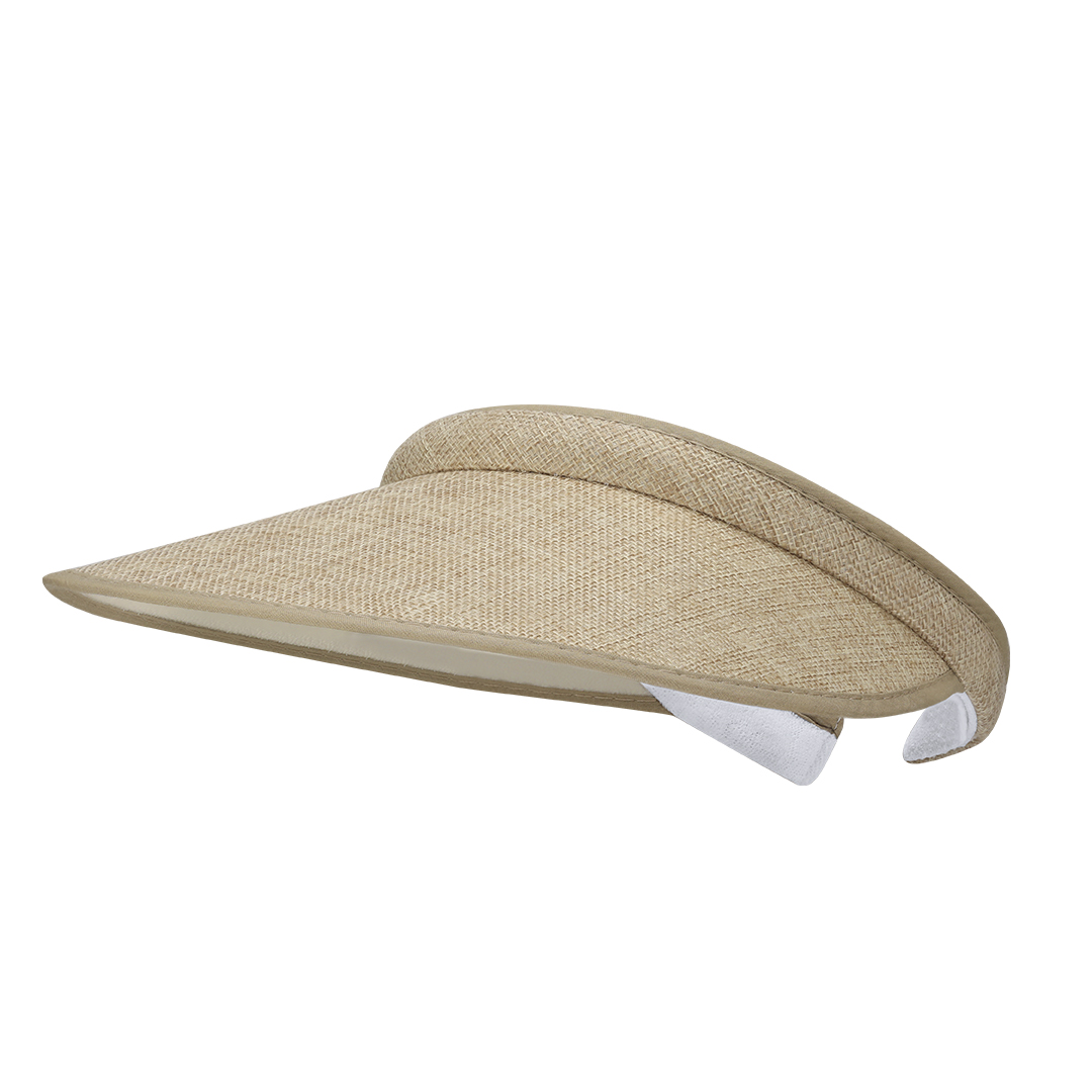Sun visor with brown fabric cover
