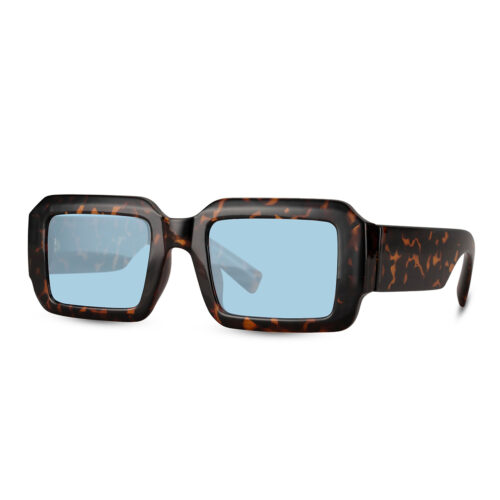 Rectangular leopard print sunglasses - Blue lenses