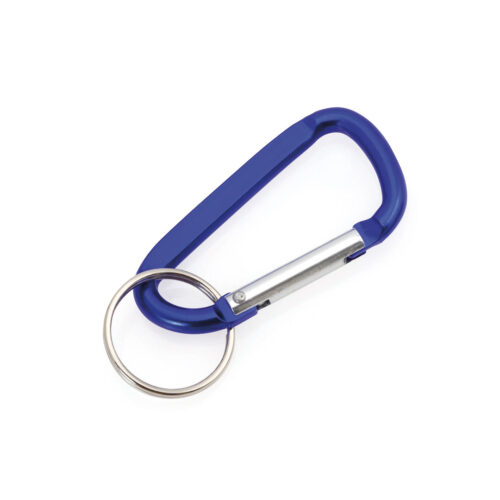 Carabiner keychain with key ring blue