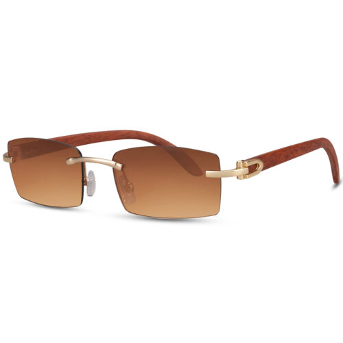 Rectangular sunglasses gold - Brown lenses