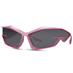 Futuristic purple sunglasses with side lenses - Black lenses