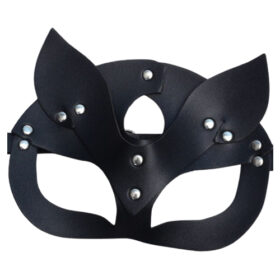 Cat mask with buckle faux leather black