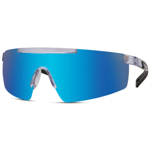Transparent sports sunglasses with glossy semi-rimless frame - Blue lens