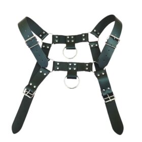 Body harness with silver rings black