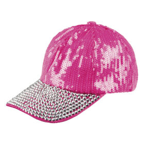 Cap with pink/silver sequins and rhinestones