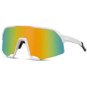 White sports sunglasses with semi-rimless frame – Multicolor lenses