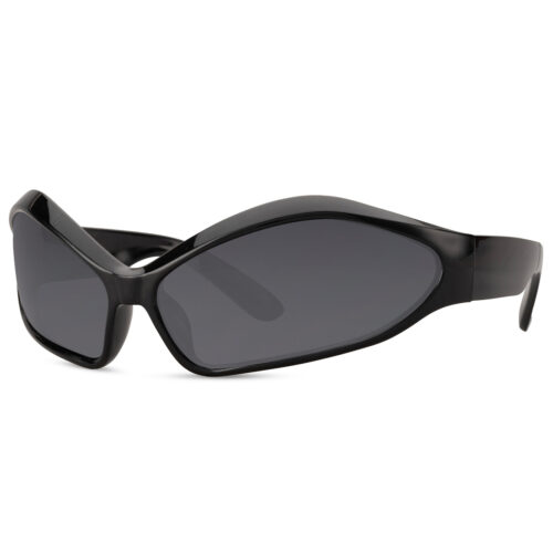 Black oval sunglasses glossy - With black lenses
