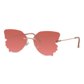 Butterfly Sunglasses Gold - Dark Pink Lenses