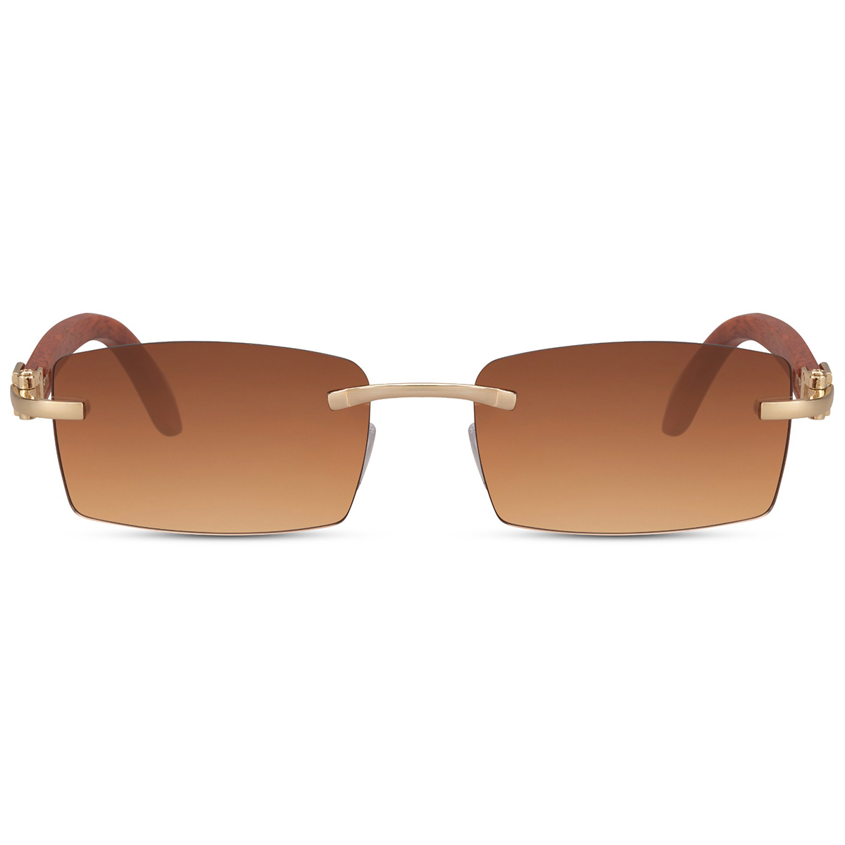 Rectangular sunglasses gold - Brown lenses - Image 2