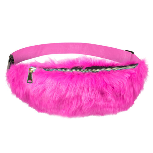 Pink plush bum bag