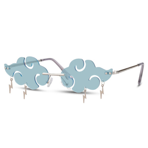 Blue sunglasses with thundercloud and lightning