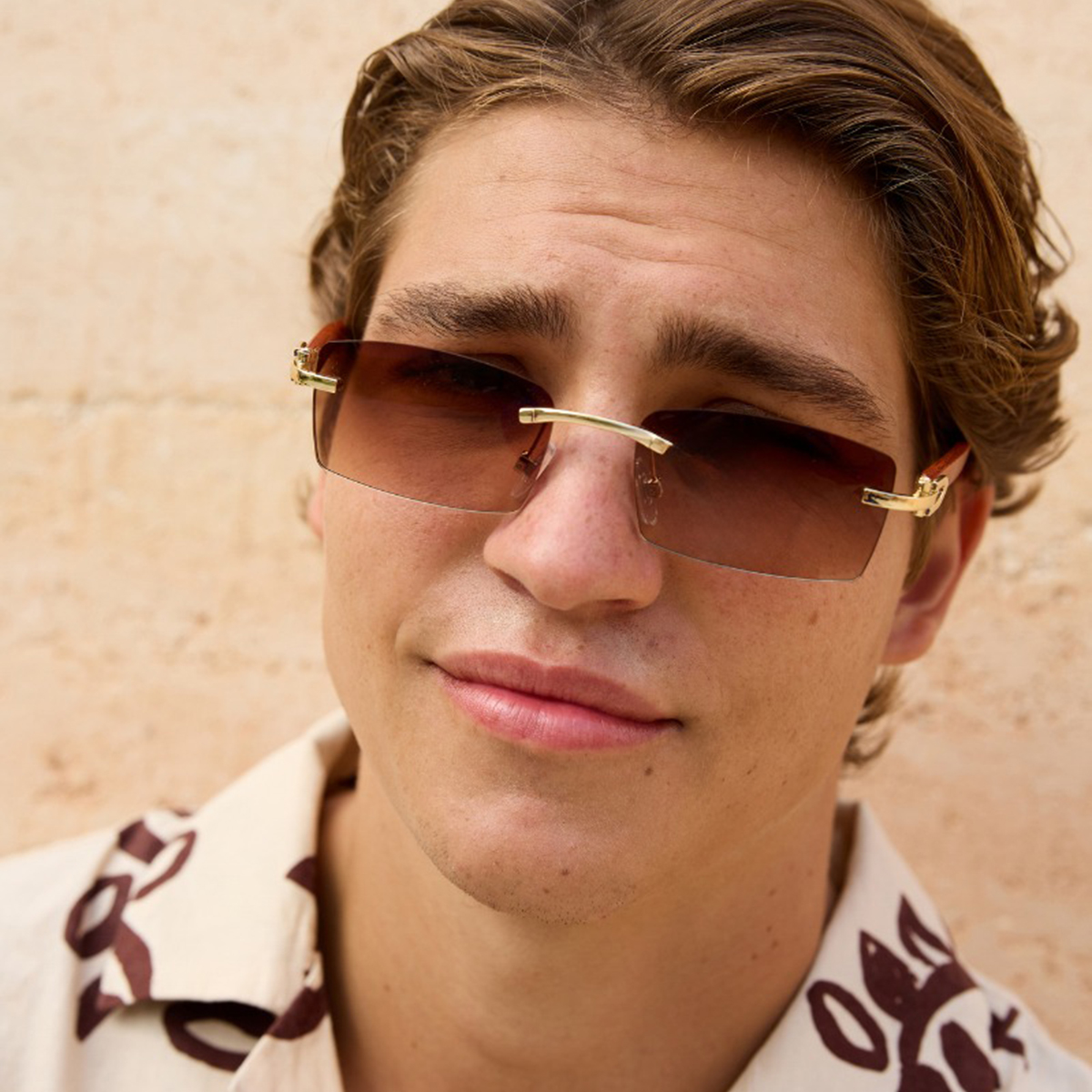 Rectangular sunglasses gold - Brown lenses - Image 4