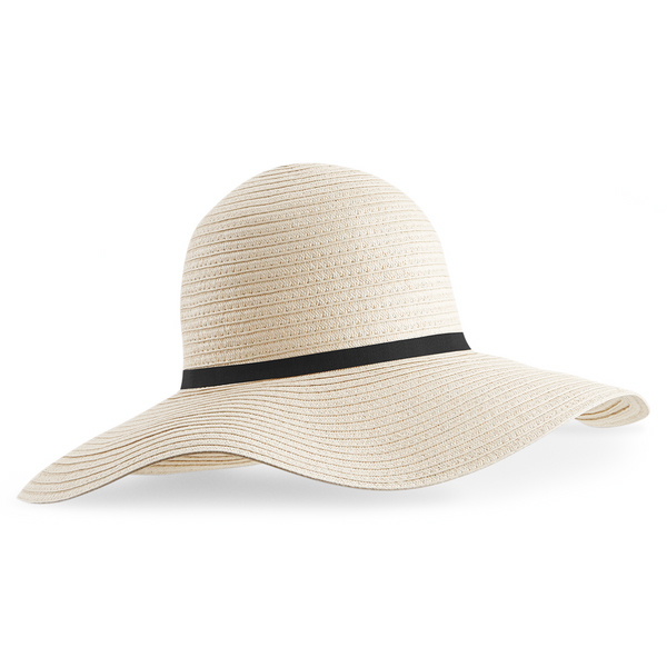 Beechfield one size sun hat with black band - Natural
