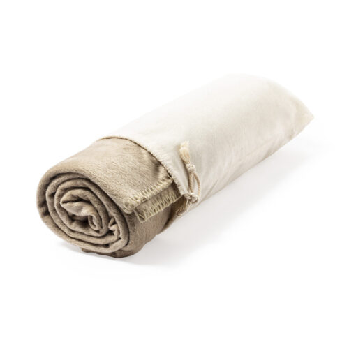RPET fleece blanket with storage pouch 160 x 130 cm beige