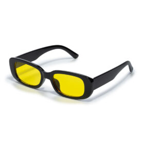 Sunglasses classic thick frame - black with yellow lenses