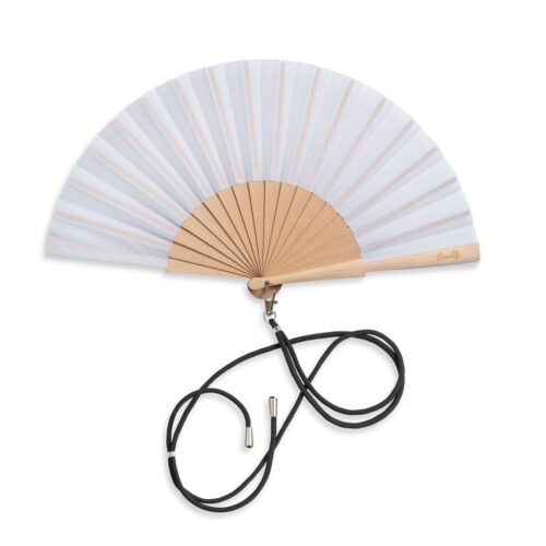 Ravelife Festival Neckfan – Hand Fan with Cord – Wood – White