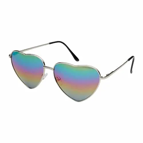 Heart Sunglasses | Pride Rainbow Mirror Lenses - Image 2