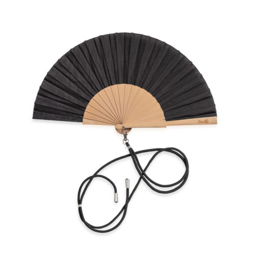 Ravelife Festival Neckfan - Hand Fan with Cord - Wood - Black